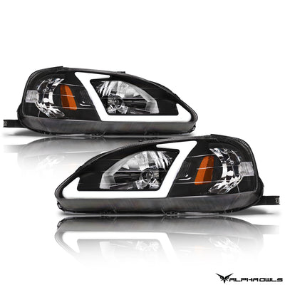 LM Series Crystal Headlights w/ LumenX Light Bar <br>99-00 Honda Civic
