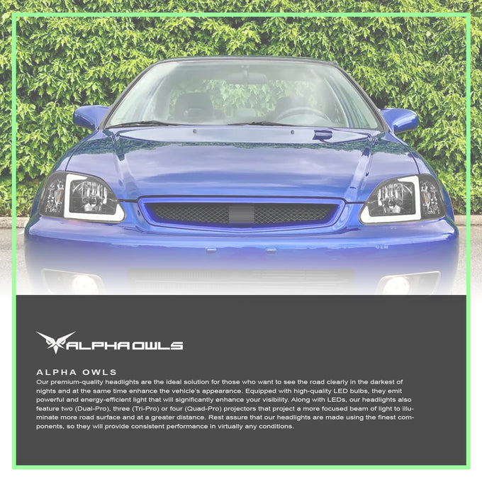 LM Series Crystal Headlights w/ LumenX Light Bar <br>99-00 Honda Civic