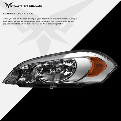 LM Series Crystal Headlights W/LumenX Light Bar <BR> 06-13 Chevy Impala