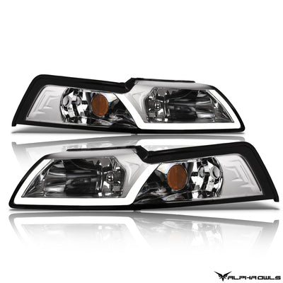 LM Series Crysta Headlights w/ LumenX Light Bar <br> 99-04 Ford Mustang