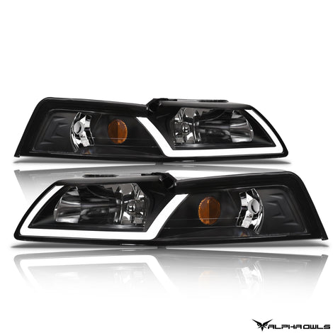 LM Series Crysta Headlights w/ LumenX Light Bar <br> 99-04 Ford Mustang