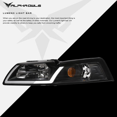 LM Series Crysta Headlights w/ LumenX Light Bar <br> 99-04 Ford Mustang