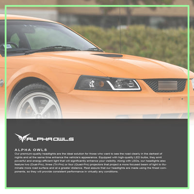 LM Series Crysta Headlights w/ LumenX Light Bar <br> 99-04 Ford Mustang