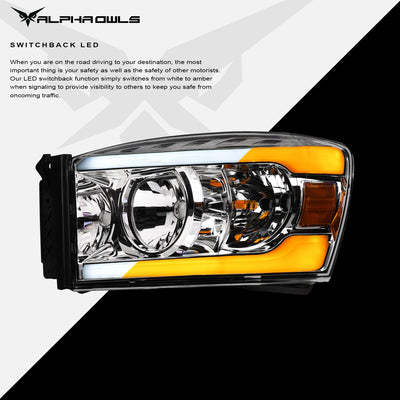 SQ Series Sequential Headlights w/ LumenX Light Bar <br>06-09 Dodge Ram 1500 2500 3500