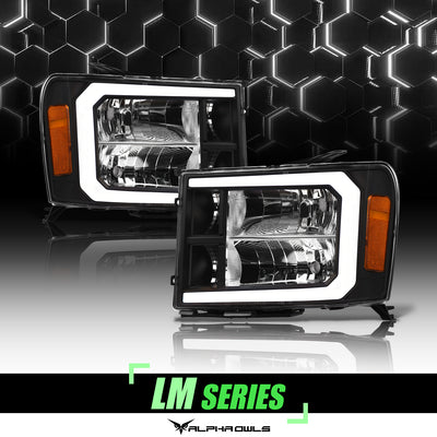 LM Series Crystal Headlights w/ LumenX Light Bar <br> 07-13 GMC Sierra 2500 3500 HD