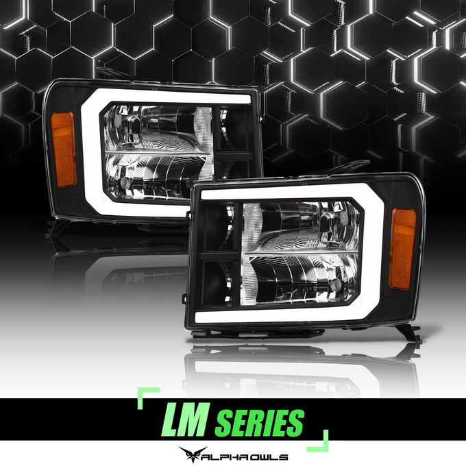 LM Series Crystal Headlights w/ LumenX Light Bar <br> 07-13 GMC Sierra 2500 3500 HD