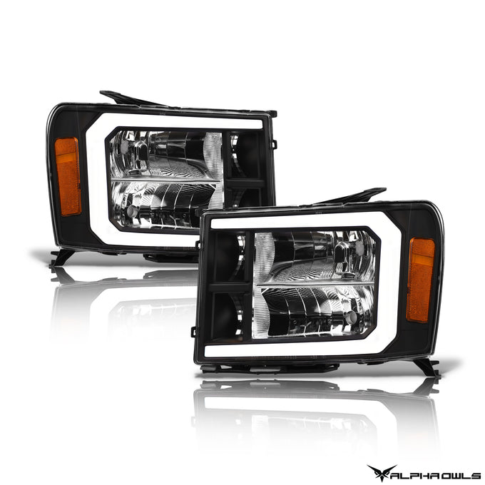 LM Series Crystal Headlights w/ LumenX Light Bar <br> 07-13 GMC Sierra 2500 3500 HD