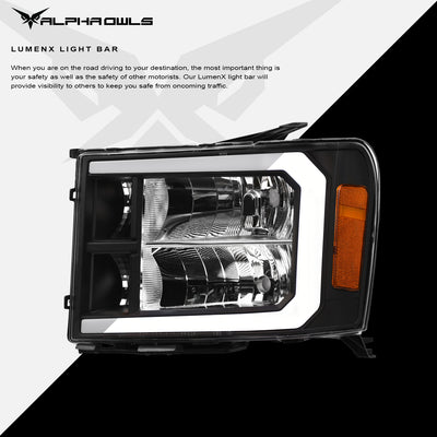 LM Series Crystal Headlights w/ LumenX Light Bar <br> 07-13 GMC Sierra 2500 3500 HD