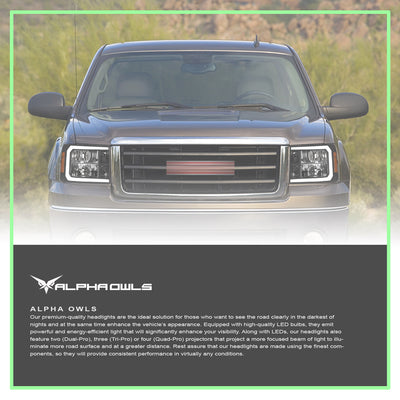 LM Series Crystal Headlights w/ LumenX Light Bar <br> 07-13 GMC Sierra 2500 3500 HD