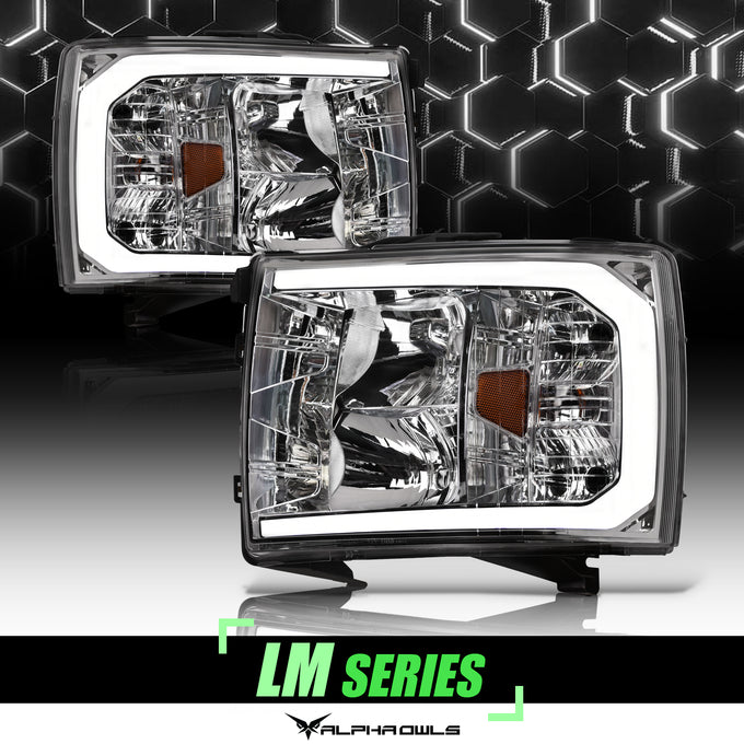 LM Series Crystal Headlights w/ LumenX Light Bar <br>07-13 Chevy Silverado 1500 2500/3500HD