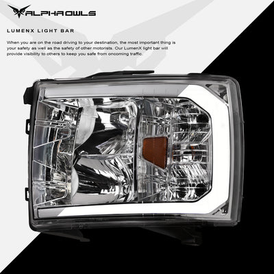LM Series Crystal Headlights w/ LumenX Light Bar <br>07-13 Chevy Silverado 1500 2500/3500HD