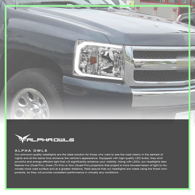 LM Series Crystal Headlights w/ LumenX Light Bar <br>07-13 Chevy Silverado 1500 2500/3500HD