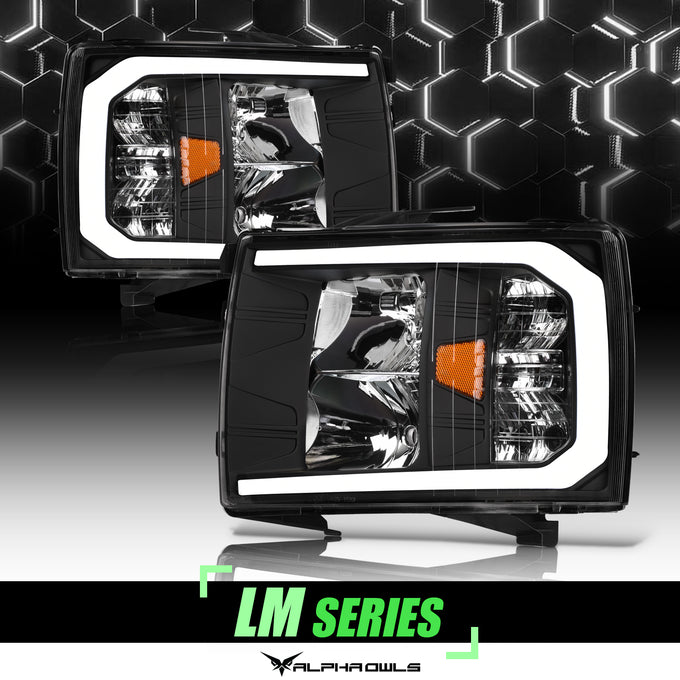 LM Series Crystal Headlights w/ LumenX Light Bar <br>07-13 Chevy Silverado 1500 2500/3500HD