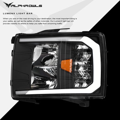 LM Series Crystal Headlights w/ LumenX Light Bar <br>07-13 Chevy Silverado 1500 2500/3500HD