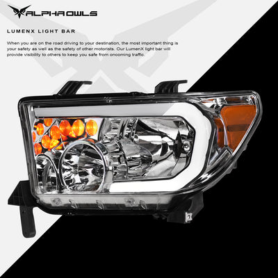 LM Series Crystal Headlights w/ LumenX Light Bar <BR> 07-13 Toyota Tundra