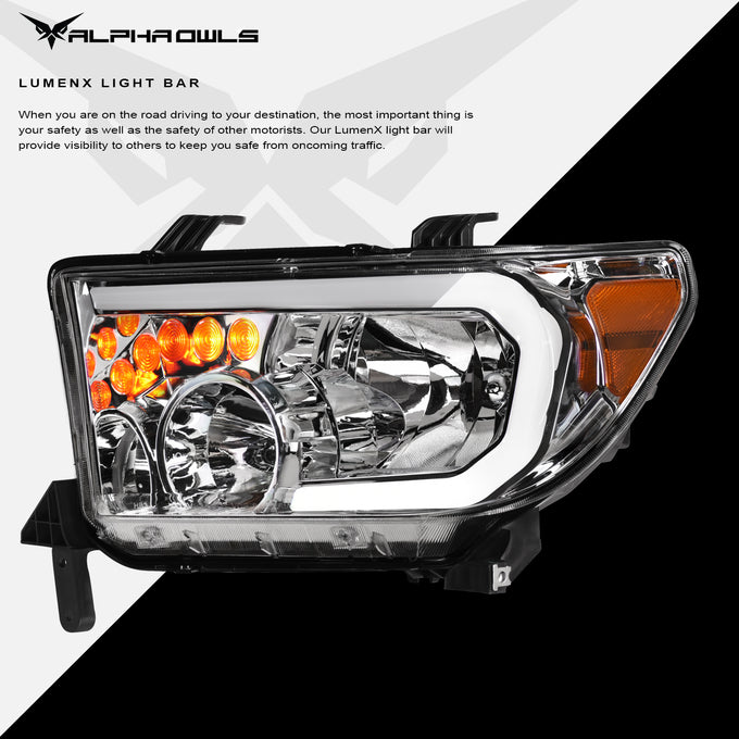 LM Series Crystal Headlights w/ LumenX Light Bar <BR> 07-13 Toyota Tundra