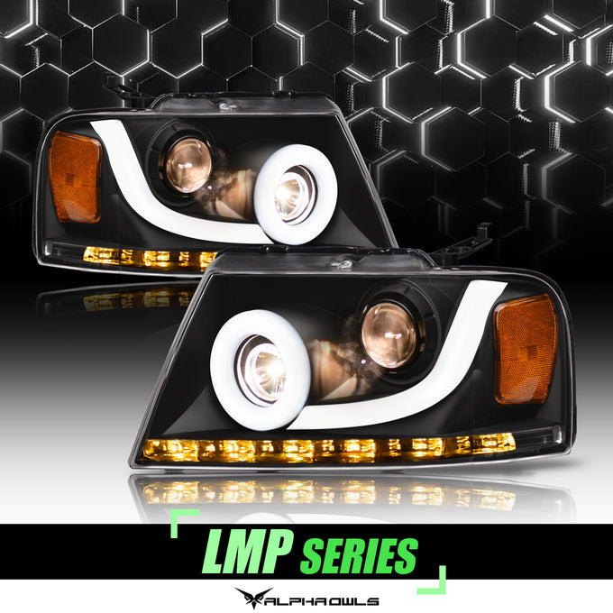 LMP Series Projector Headlights w/ LumenX Light Bar <BR> 04-08 Ford F-150, 06-08 Lincoln Mark LT