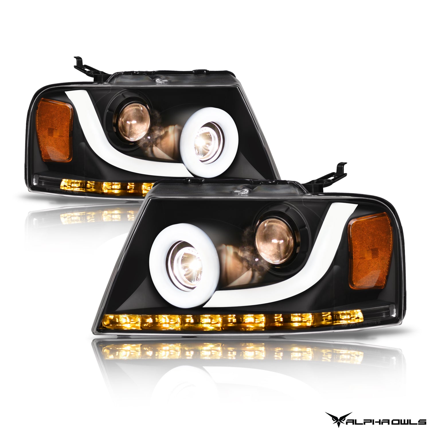 LMP Series Projector Headlights w/ LumenX Light Bar <BR> 04-08 Ford F-150, 06-08 Lincoln Mark LT