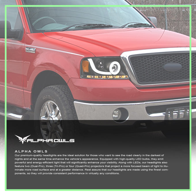 LMP Series Projector Headlights w/ LumenX Light Bar <BR> 04-08 Ford F-150, 06-08 Lincoln Mark LT