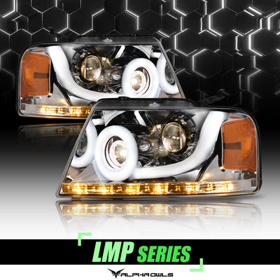 LMP Series Projector Headlights w/ LumenX Light Bar <BR> 04-08 Ford F-150, 06-08 Lincoln Mark LT