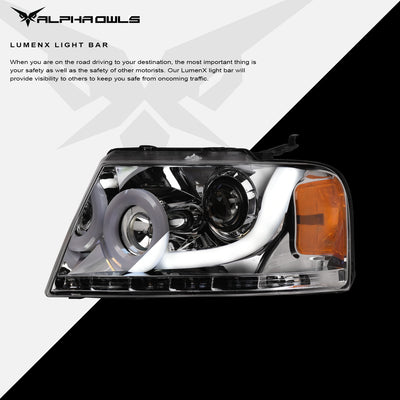 LMP Series Projector Headlights w/ LumenX Light Bar <BR> 04-08 Ford F-150, 06-08 Lincoln Mark LT
