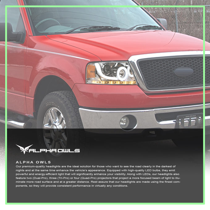 LMP Series Projector Headlights w/ LumenX Light Bar <BR> 04-08 Ford F-150, 06-08 Lincoln Mark LT