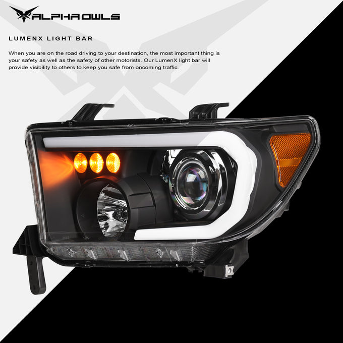 LMP Series Projector Headlights w/ LumenX Light Bar <br> 07-13 Toyota Tundra, 08-15 Sequoia
