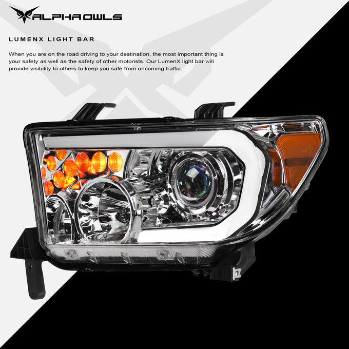 LMP Series Projector Headlights w/ LumenX Light Bar <br> 07-13 Toyota Tundra, 08-15 Sequoia