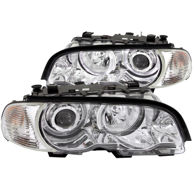 Chrome LED Halo Projector Headlights <br> 00-03 BMW 3 Series E46