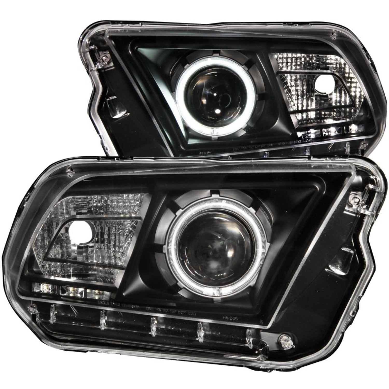 Black LED Halo Projector Headlights <br> 10-14 Ford Mustang