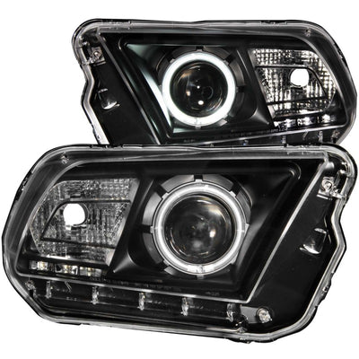 Black LED Halo Projector Headlights <br> 10-14 Ford Mustang