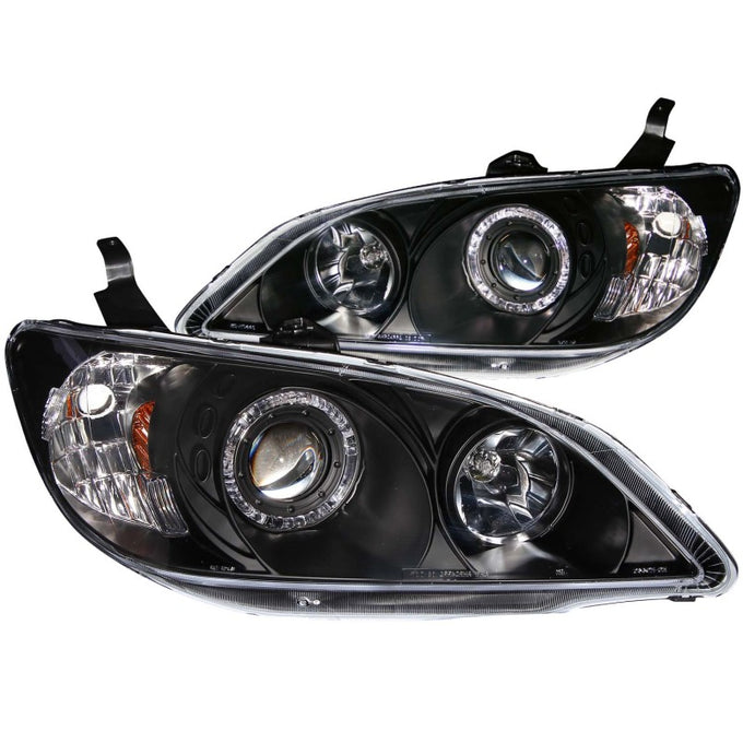 Black LED Halo Projector Headlights<br> 04-05 Honda Civic
