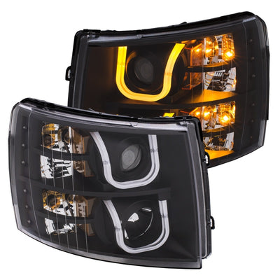 Black U-Bar Switchback Projector Headlights w/Amber Corner<br> 07-13 Chevy Silverado 1500/2500