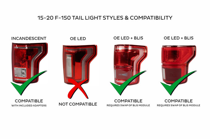 Pair / Red XB LED Tail Lights <br>15-20 Ford F150