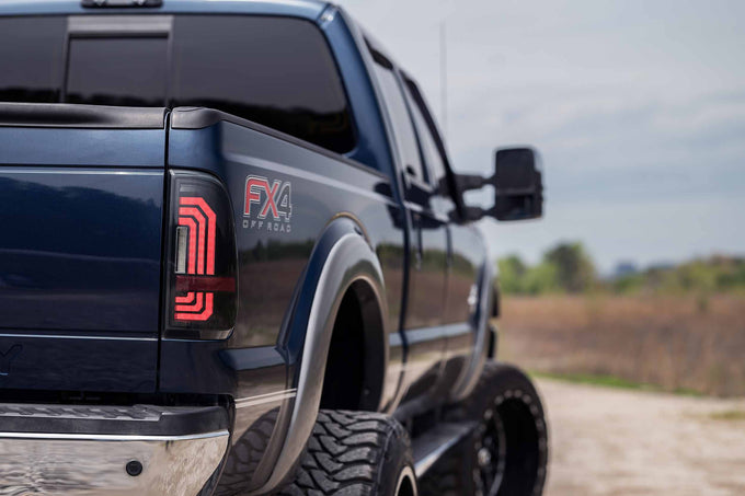 Pair / Smoked XB LED Tail Lights <br> 99-16 Ford Super Duty