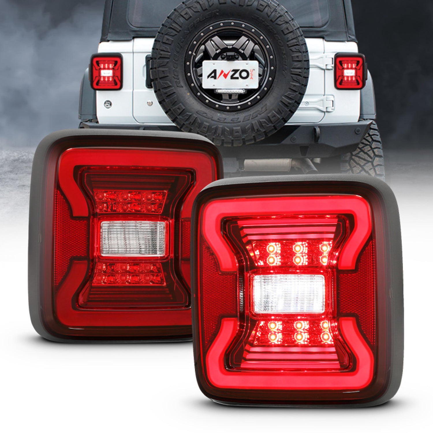Black LED Taillights <br> 18-19 Jeep Wrangler JL
