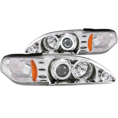 Chrome LED Halo Projector Headlights <br> 94-98 Ford Mustang