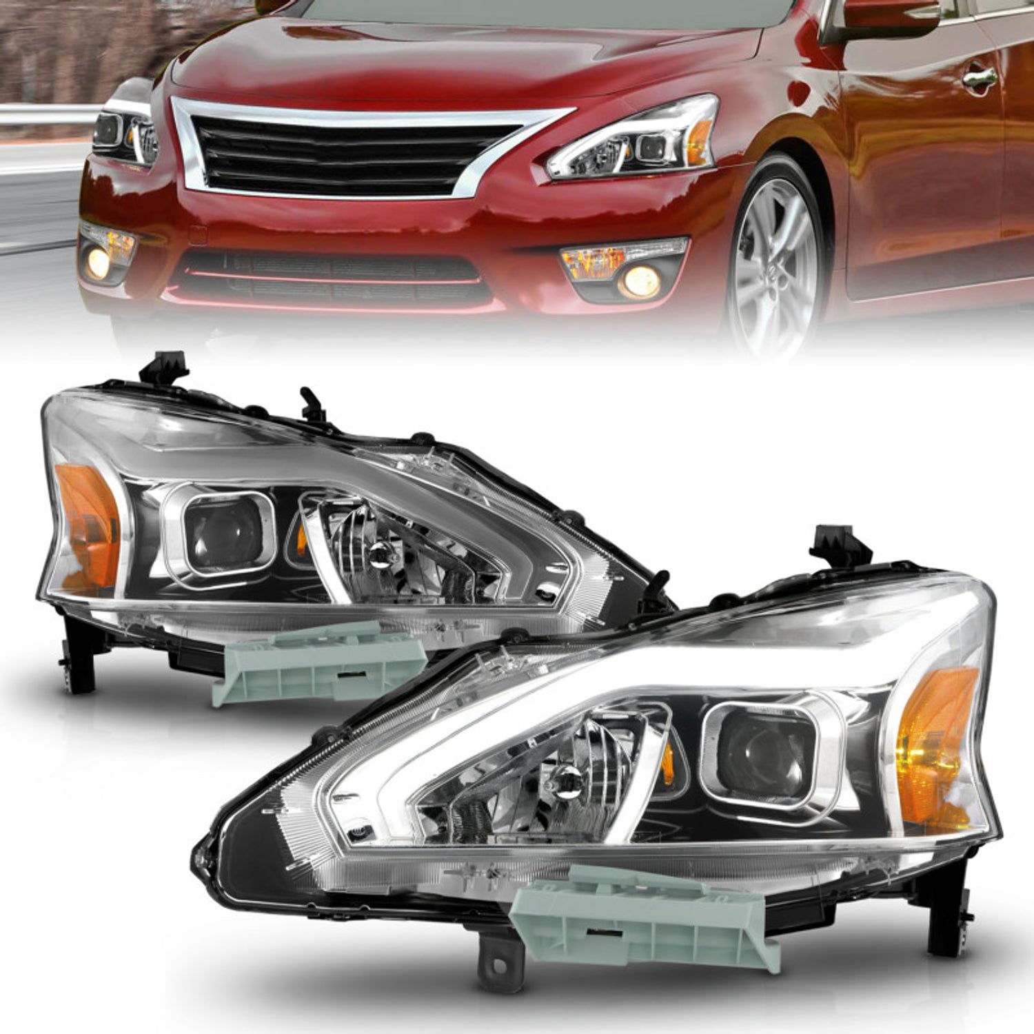 Chrome Housing LED DRL Projector Headlights <br> 13-15 Nissan Altima