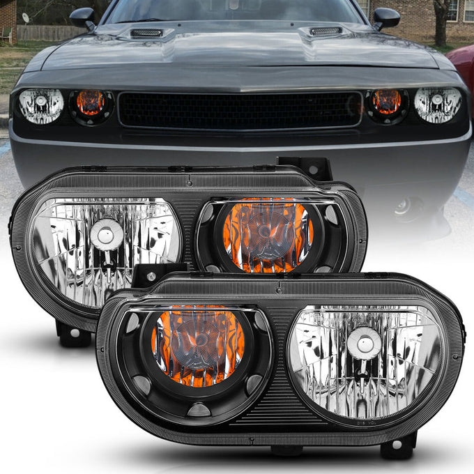 Black Crystal Headlights <br> 08-14 Dodge Challenger