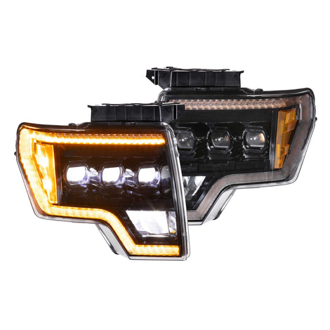 XB LED Headlights (Pair/ASM Amber DRL) <br>09-14 Ford F150