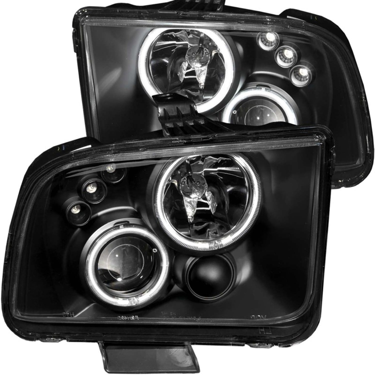 Black LED Halo Projector Headlights<br> 05-09 Ford Mustang