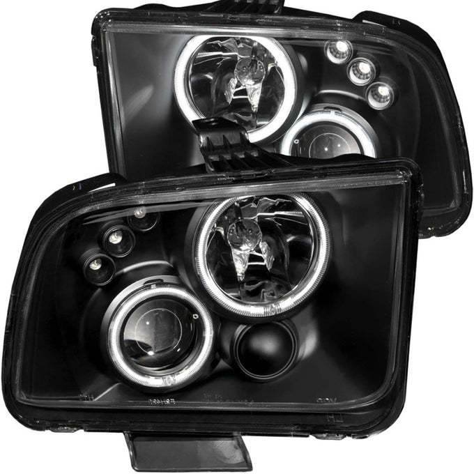 Black LED Halo Projector Headlights<br> 05-09 Ford Mustang