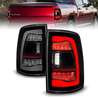 Black Housing Smoke Lens Sequential LED Taillights <br> 09-18 Dodge Ram 1500 2500 3500