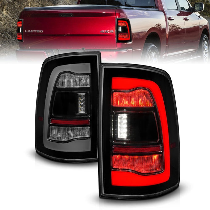 Black Housing Smoke Lens Sequential LED Taillights <br> 09-18 Dodge Ram 1500 2500 3500