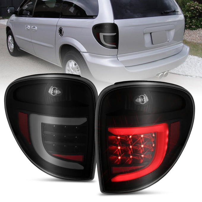 Black Smoke LED C-Bar Tail Lights <br> 04-07 Dodge Grand Caravan