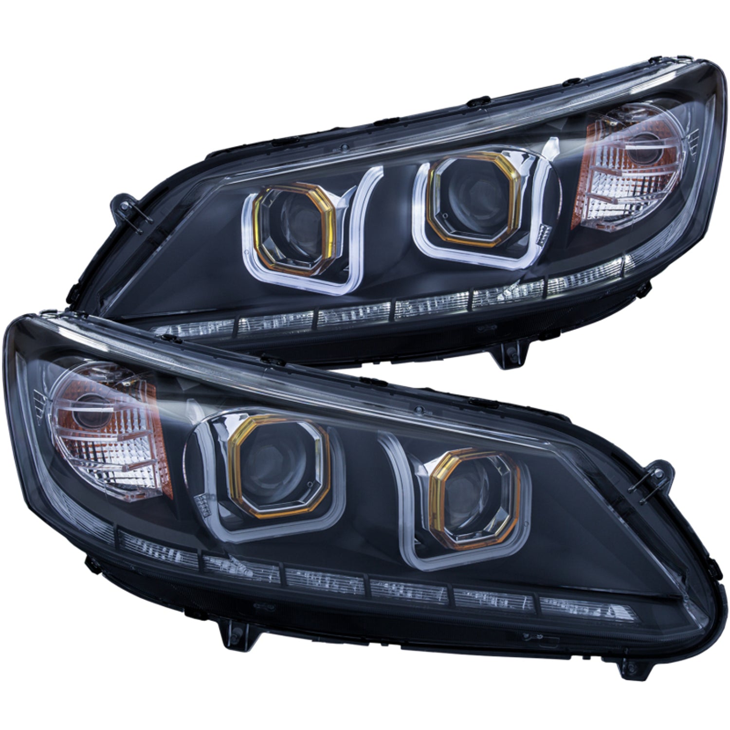Black U-Bar Projector Headlights <br> 13-15 Honda Accord