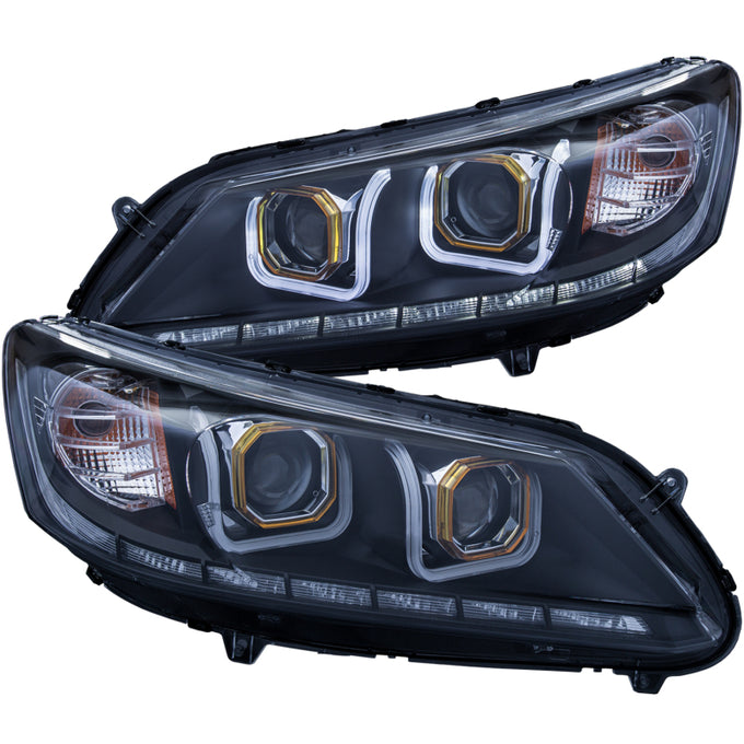 Black U-Bar Projector Headlights <br> 13-15 Honda Accord