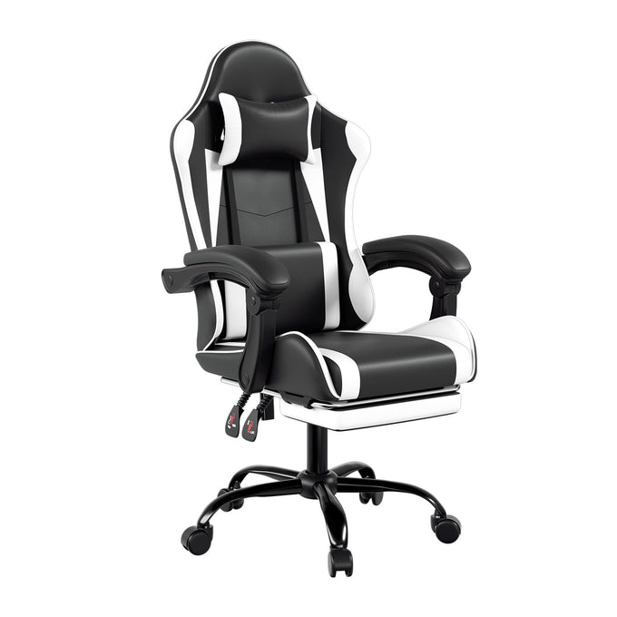 Footrest High Back Video Game Chair w/Headrest <br>26 in. D x 22.5 in. W x 40 in. H