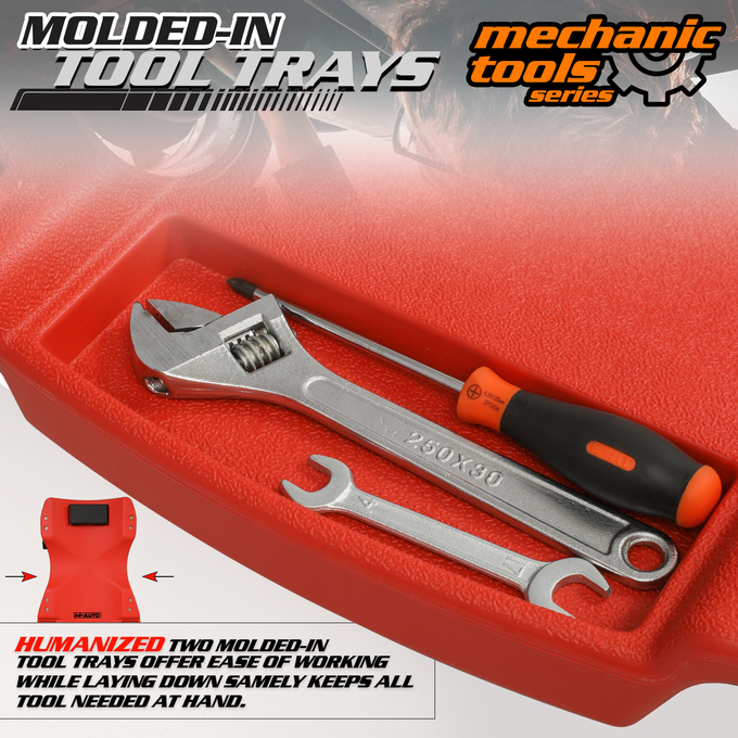 Plastic Rolling Garage Creeper <br>Dimensions: 7 x 24 x 16 in.