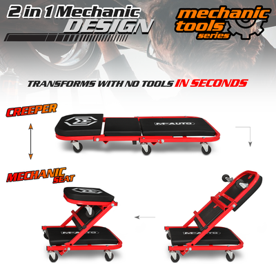 Plastic Rolling Garage Creeper <br>Dimensions: 22 x 17 x 4 in.